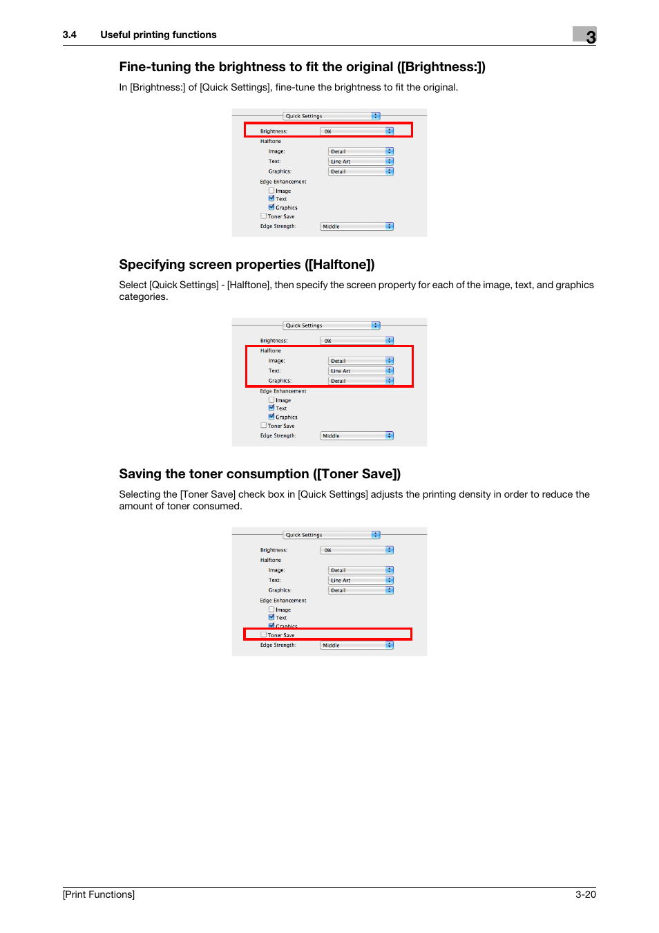 Specifying screen properties ([halftone]), Saving the toner consumption ([toner save]) | Konica Minolta bizhub 4050 User Manual | Page 92 / 115