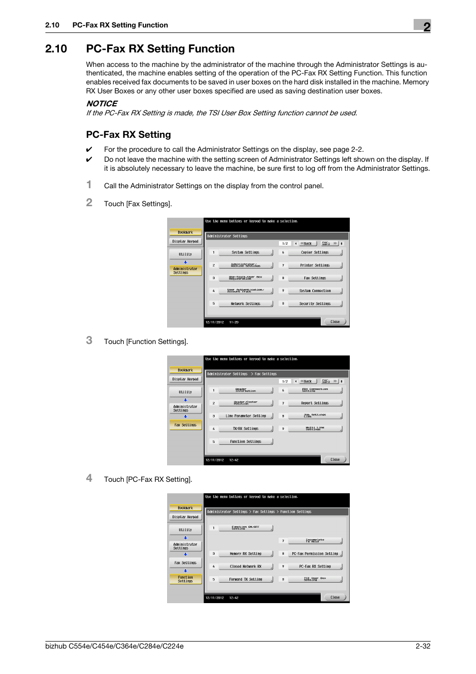 10 pc-fax rx setting function, Pc-fax rx setting | Konica Minolta bizhub C364e User Manual | Page 44 / 58
