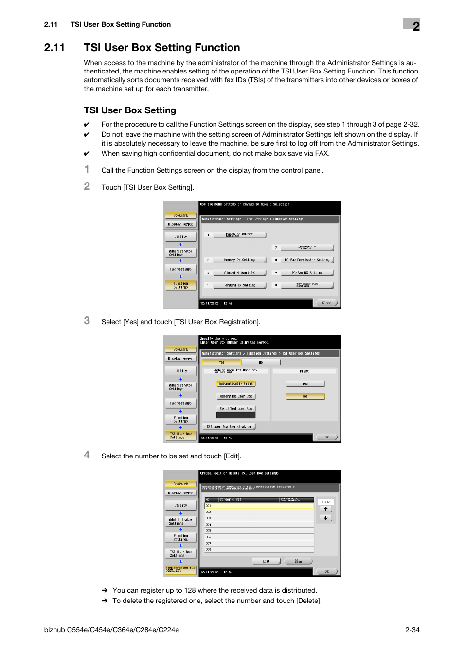 11 tsi user box setting function, Tsi user box setting | Konica Minolta bizhub C364e User Manual | Page 46 / 58