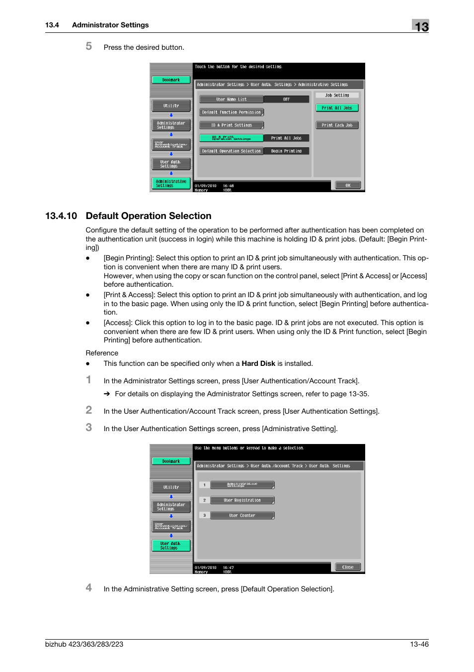 10 default operation selection, Default operation selection -46 | Konica Minolta BIZHUB 223 User Manual | Page 230 / 294
