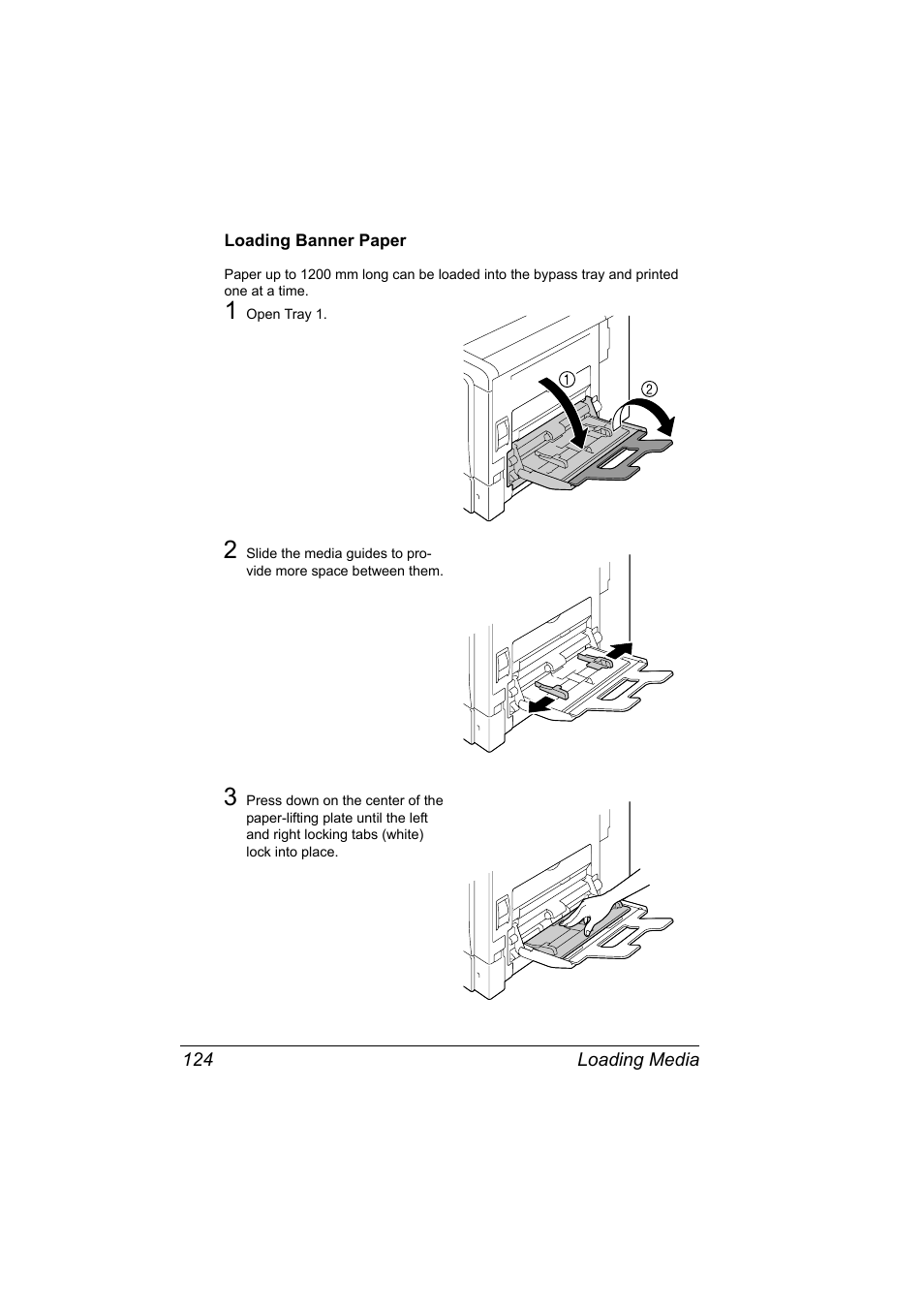Loading banner paper, Loading banner paper 124 | Konica Minolta bizhub C31P User Manual | Page 138 / 282