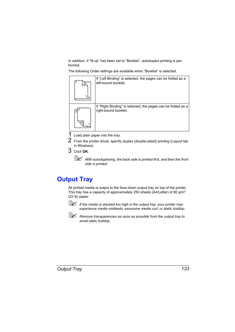 Output tray, Output tray 133 | Konica Minolta bizhub C31P User Manual | Page 147 / 282