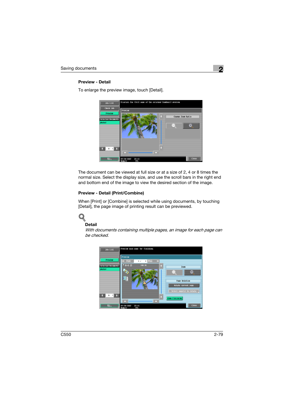 Preview - detail, Preview - detail (print/combine) | Konica Minolta bizhub C550 User Manual | Page 115 / 359