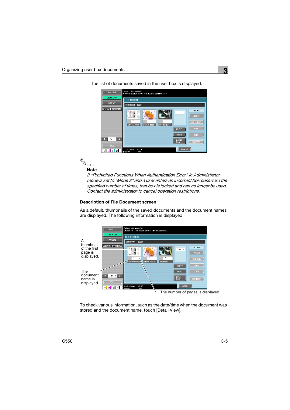 Description of file document screen, Description of file document screen -5 | Konica Minolta bizhub C550 User Manual | Page 122 / 359