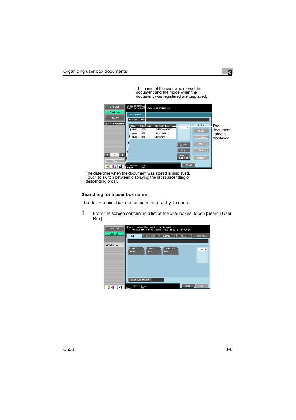 Searching for a user box name, Searching for a user box name -6 | Konica Minolta bizhub C550 User Manual | Page 123 / 359