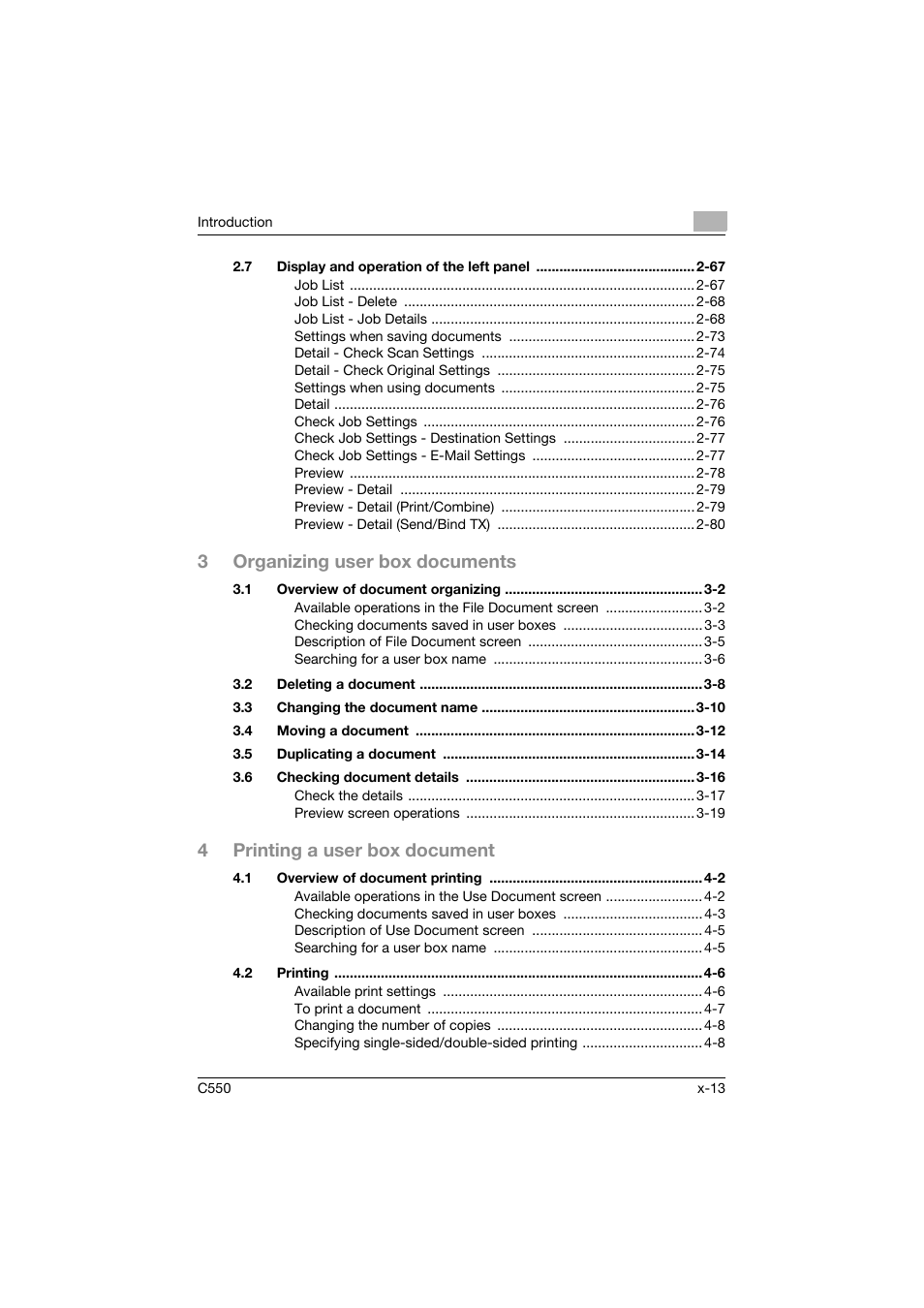 3organizing user box documents, 4printing a user box document | Konica Minolta bizhub C550 User Manual | Page 14 / 359
