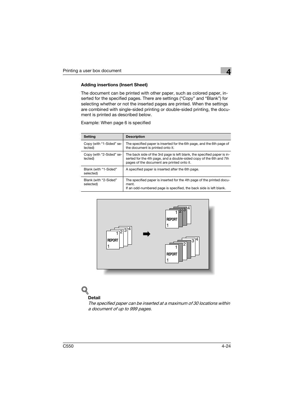 Adding insertions (insert sheet), Adding insertions (insert sheet) -24 | Konica Minolta bizhub C550 User Manual | Page 161 / 359
