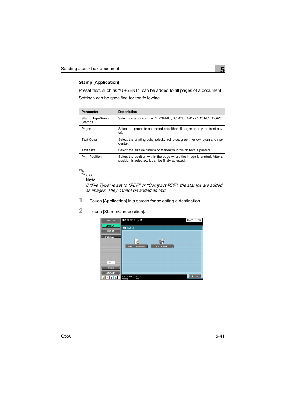 Stamp (application), Stamp (application) -41 | Konica Minolta bizhub C550 User Manual | Page 247 / 359