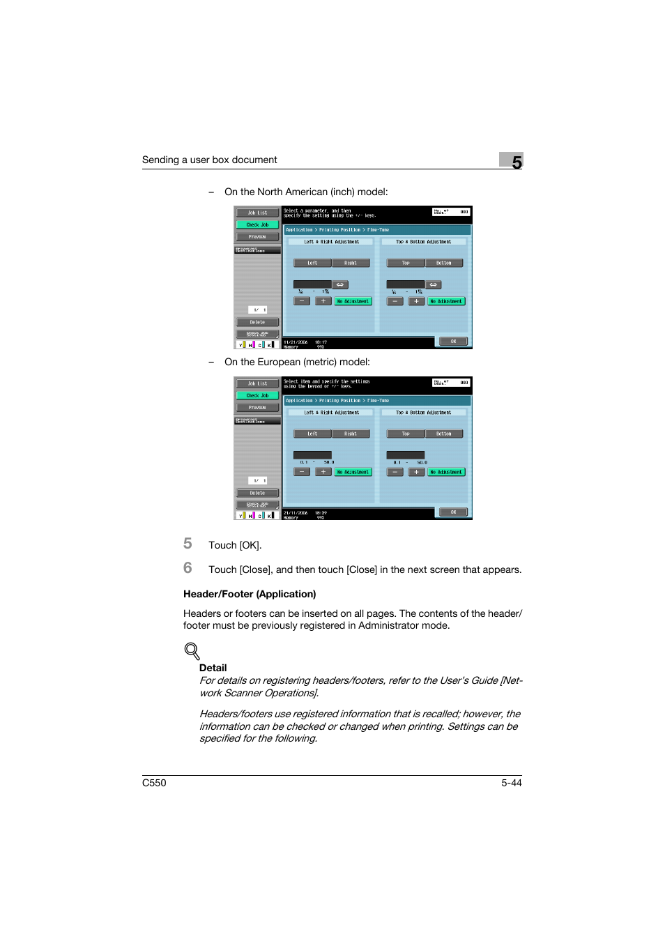 Header/footer (application), Header/footer (application) -44 | Konica Minolta bizhub C550 User Manual | Page 250 / 359