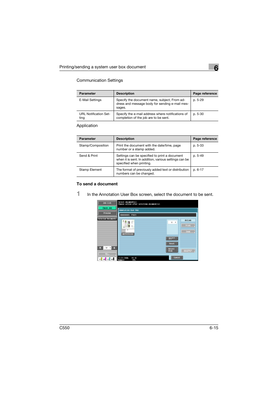 To send a document, To send a document -15 | Konica Minolta bizhub C550 User Manual | Page 279 / 359