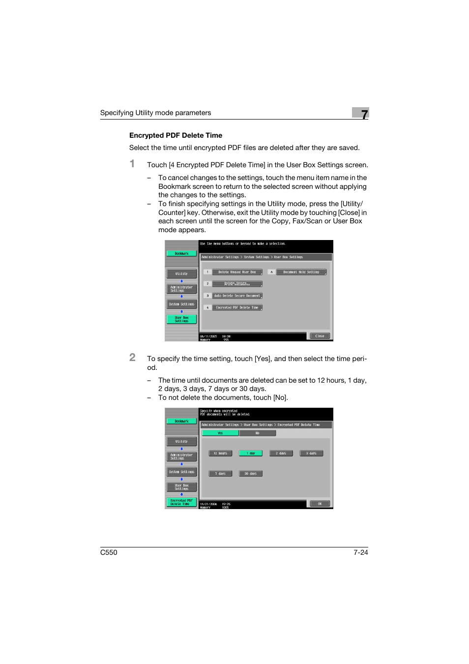 Encrypted pdf delete time, Encrypted pdf delete time -24 | Konica Minolta bizhub C550 User Manual | Page 321 / 359