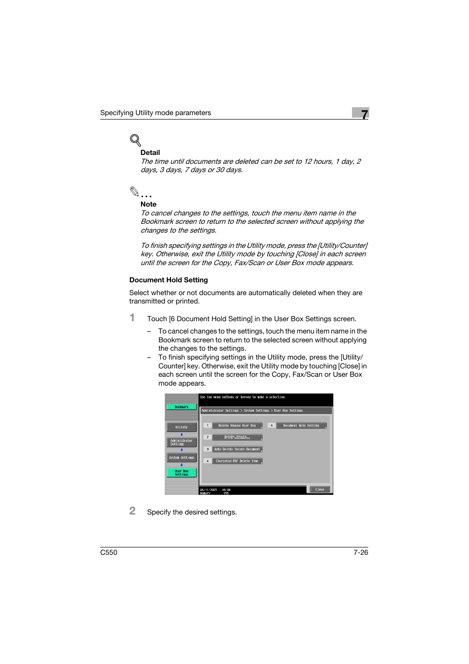 Document hold setting, Document hold setting -26 | Konica Minolta bizhub C550 User Manual | Page 323 / 359