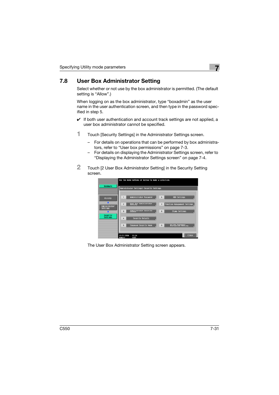 8 user box administrator setting, User box administrator setting -31 | Konica Minolta bizhub C550 User Manual | Page 328 / 359