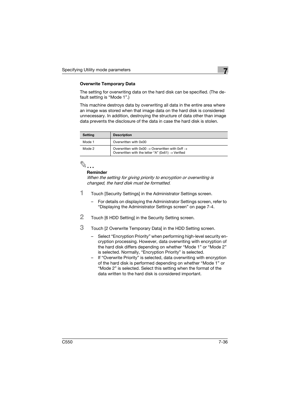 Overwrite temporary data, Overwrite temporary data -36 | Konica Minolta bizhub C550 User Manual | Page 333 / 359