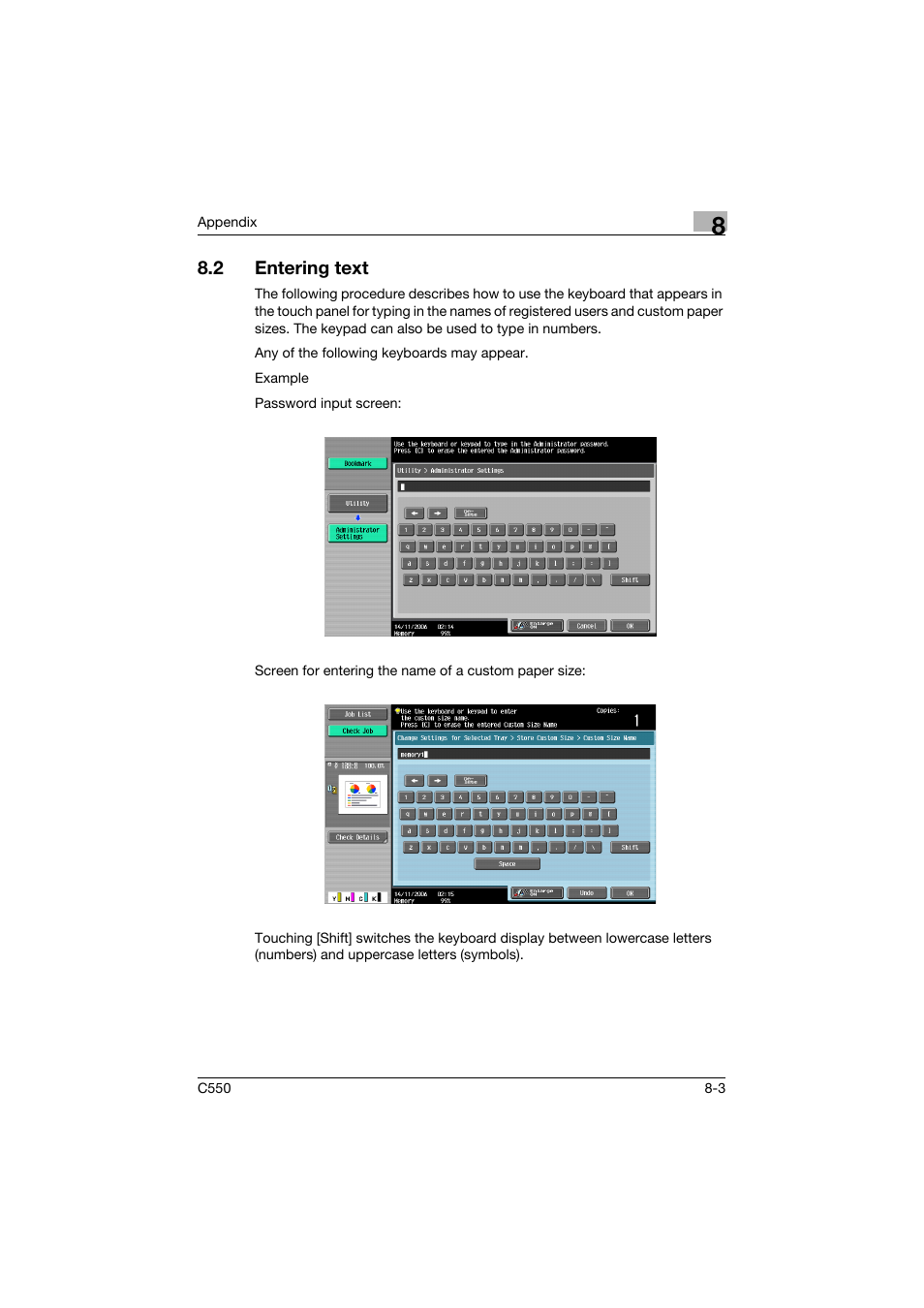 2 entering text, Entering text -3 | Konica Minolta bizhub C550 User Manual | Page 347 / 359