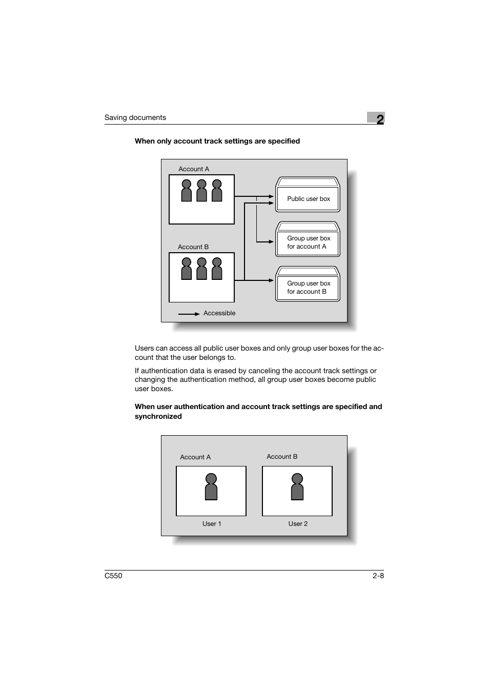 When only account track settings are specified | Konica Minolta bizhub C550 User Manual | Page 44 / 359