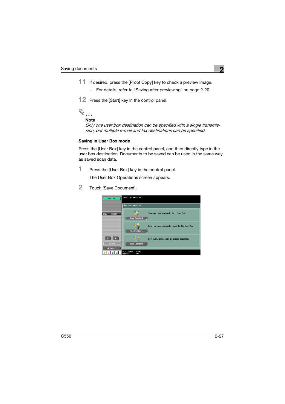 Saving in user box mode, Saving in user box mode -27 | Konica Minolta bizhub C550 User Manual | Page 63 / 359