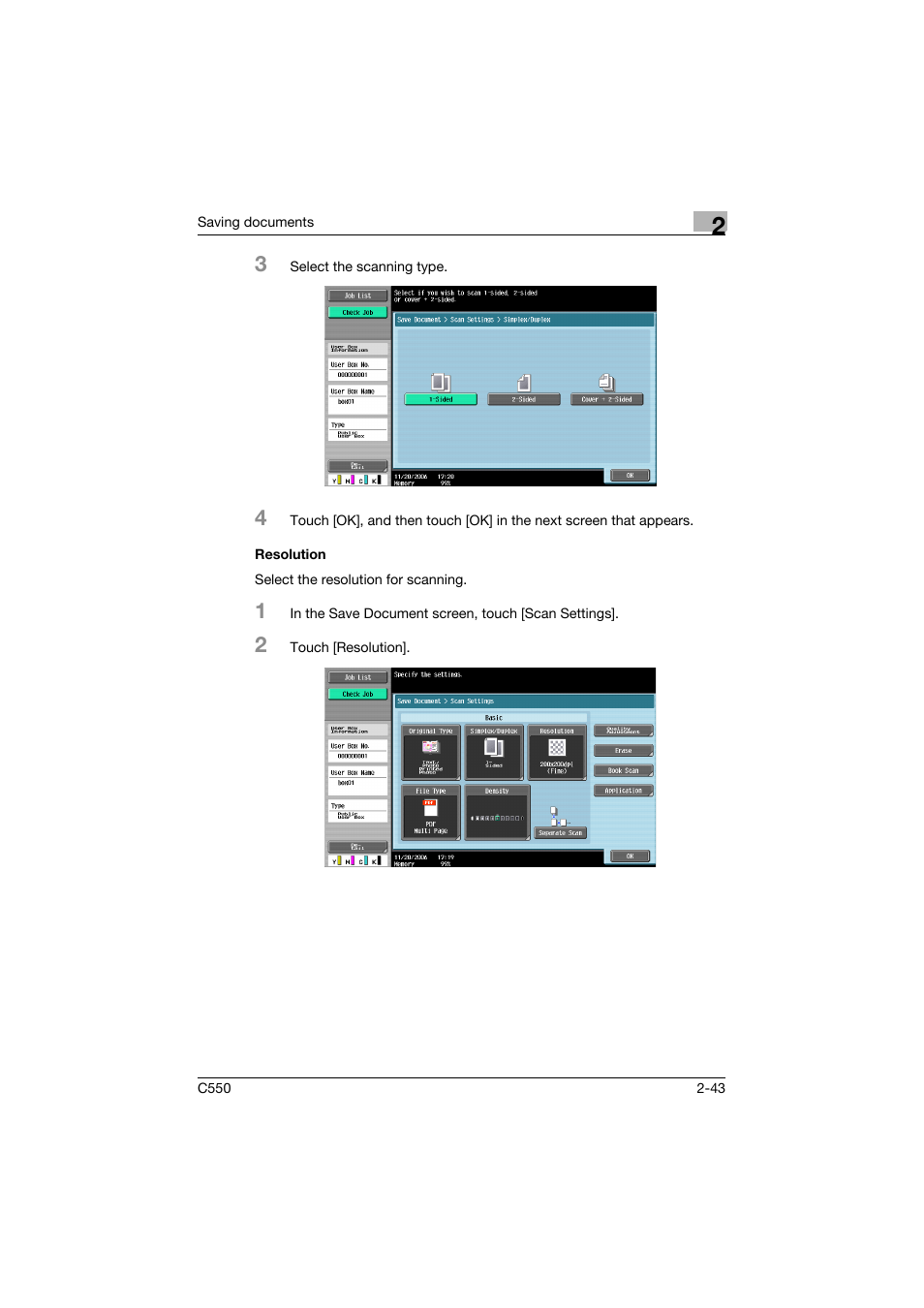 Resolution, Resolution -43, P. 2-43 | Konica Minolta bizhub C550 User Manual | Page 79 / 359