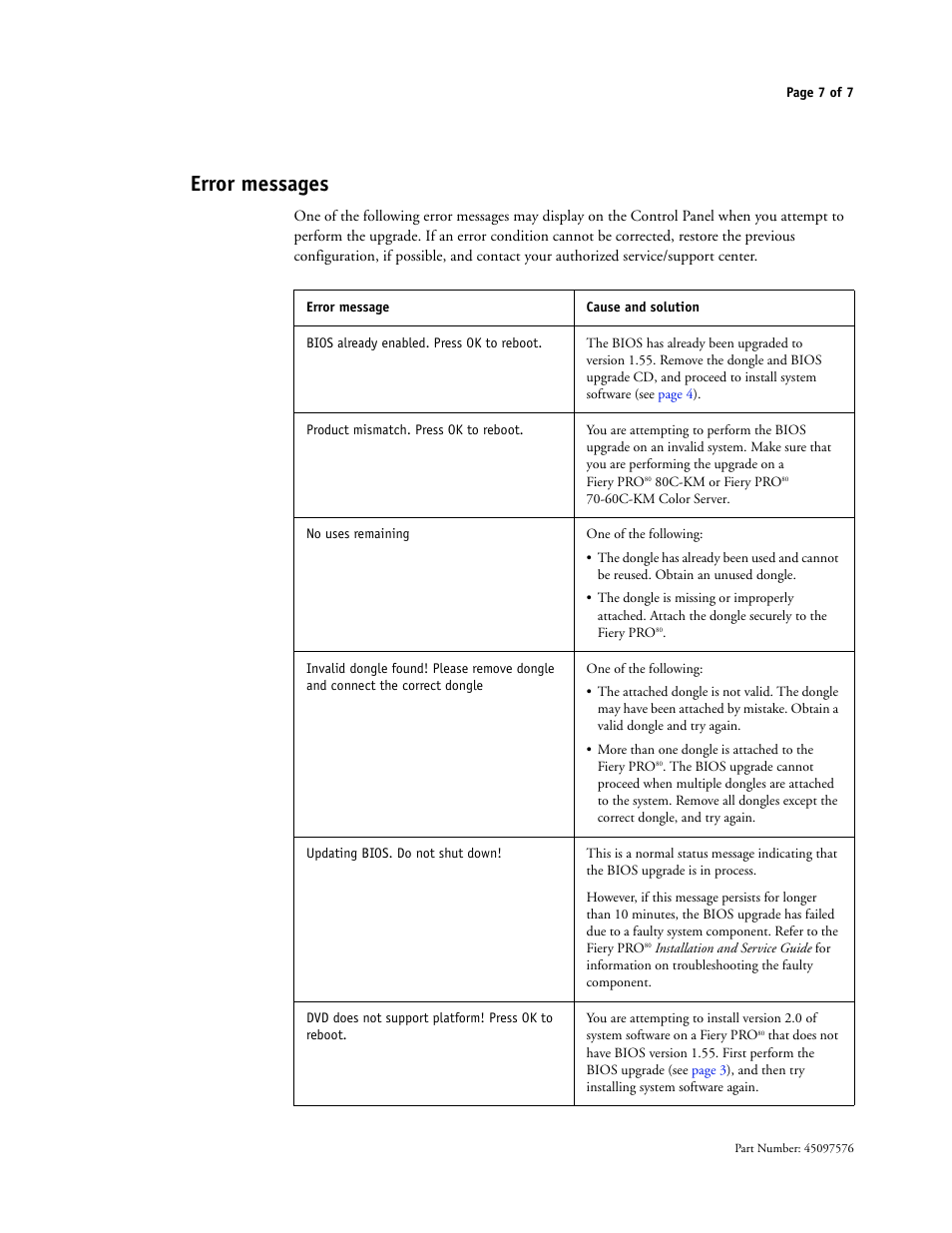 Error messages | Konica Minolta bizhub PRESS C6000 User Manual | Page 7 / 7