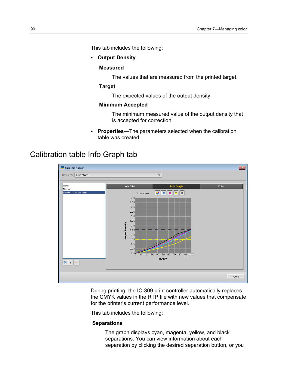 Calibration table info graph tab | Konica Minolta bizhub PRESS C1060 User Manual | Page 100 / 270