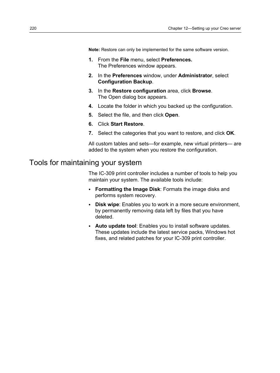 Tools for maintaining your system | Konica Minolta bizhub PRESS C1060 User Manual | Page 230 / 270