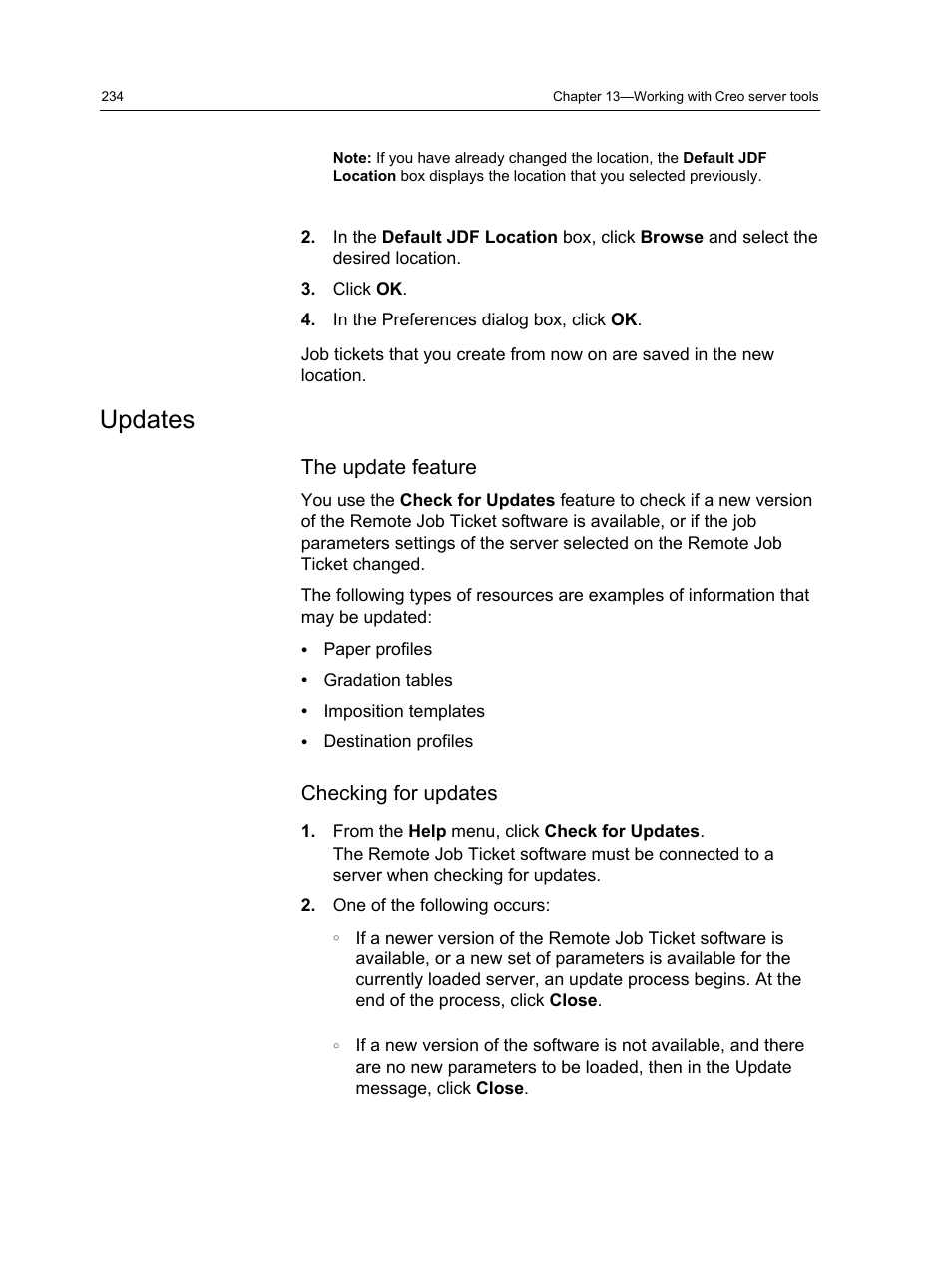 Updates, The update feature, Checking for updates | Konica Minolta bizhub PRESS C1060 User Manual | Page 244 / 270