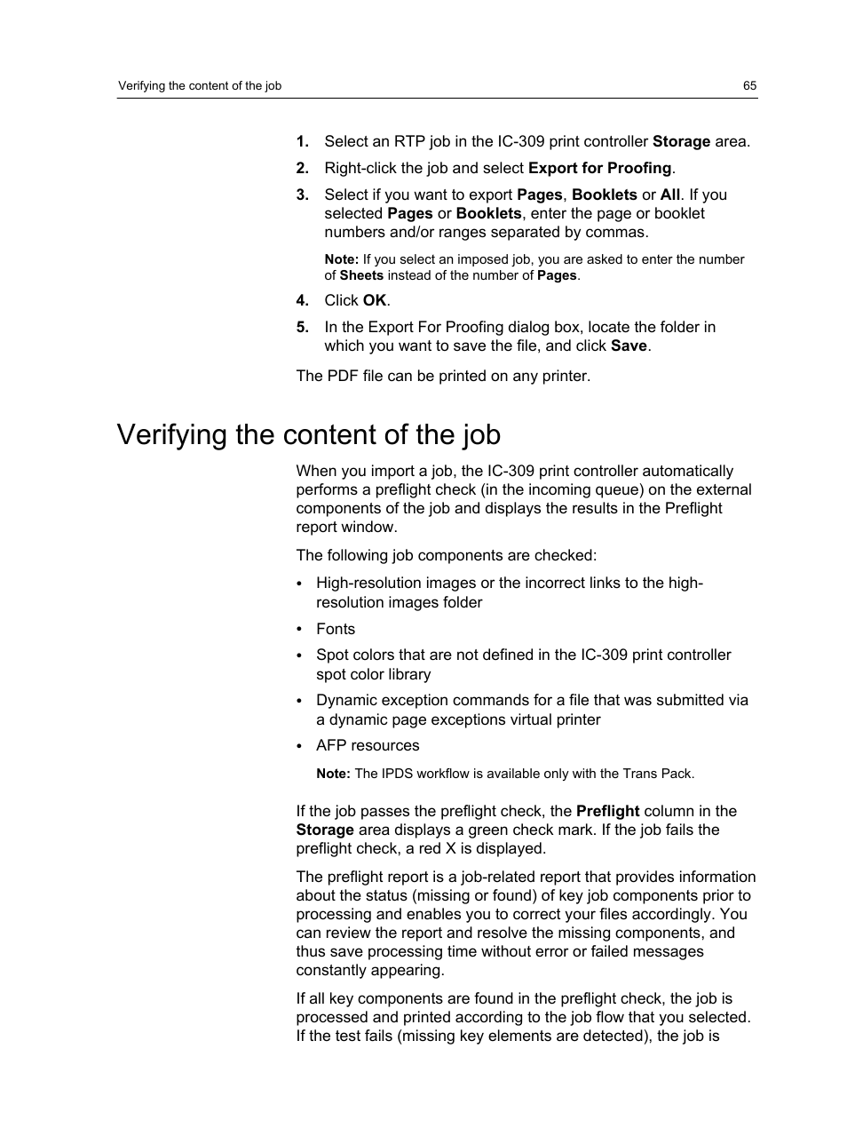 Verifying the content of the job | Konica Minolta bizhub PRESS C1060 User Manual | Page 75 / 270