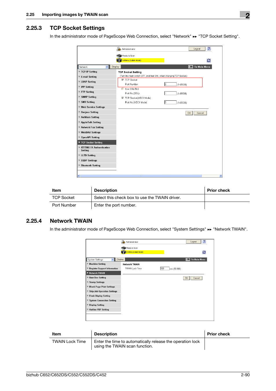 3 tcp socket settings, 4 network twain, Tcp socket settings -90 | Network twain -90, Tcp socket settings, Network twain | Konica Minolta BIZHUB C652DS User Manual | Page 108 / 343