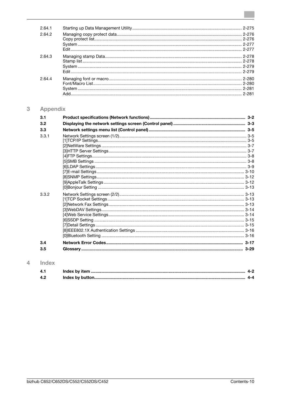3appendix, 4index | Konica Minolta BIZHUB C652DS User Manual | Page 11 / 343