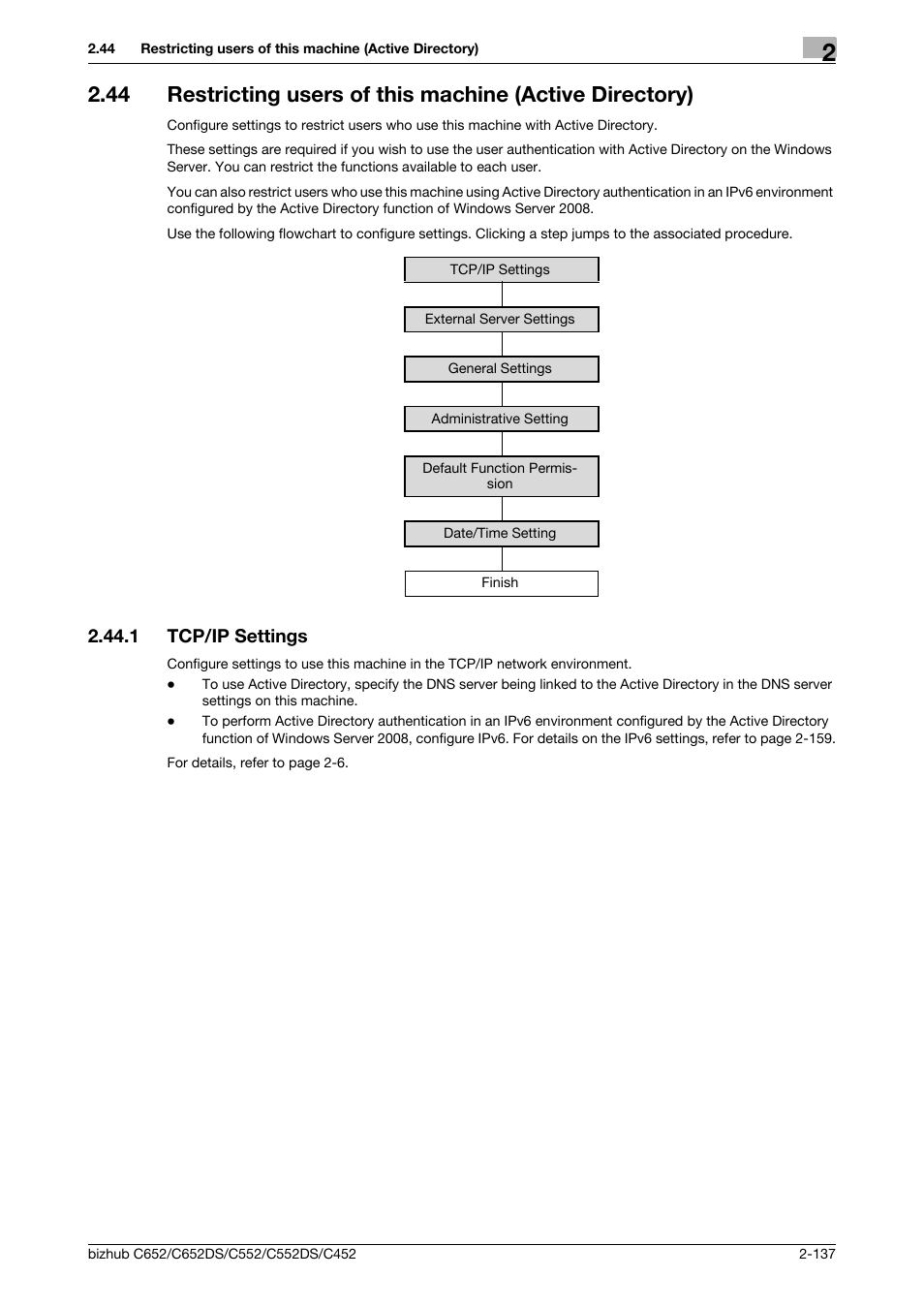 1 tcp/ip settings, Tcp/ip settings -137, P. 2-137 | Konica Minolta BIZHUB C652DS User Manual | Page 155 / 343