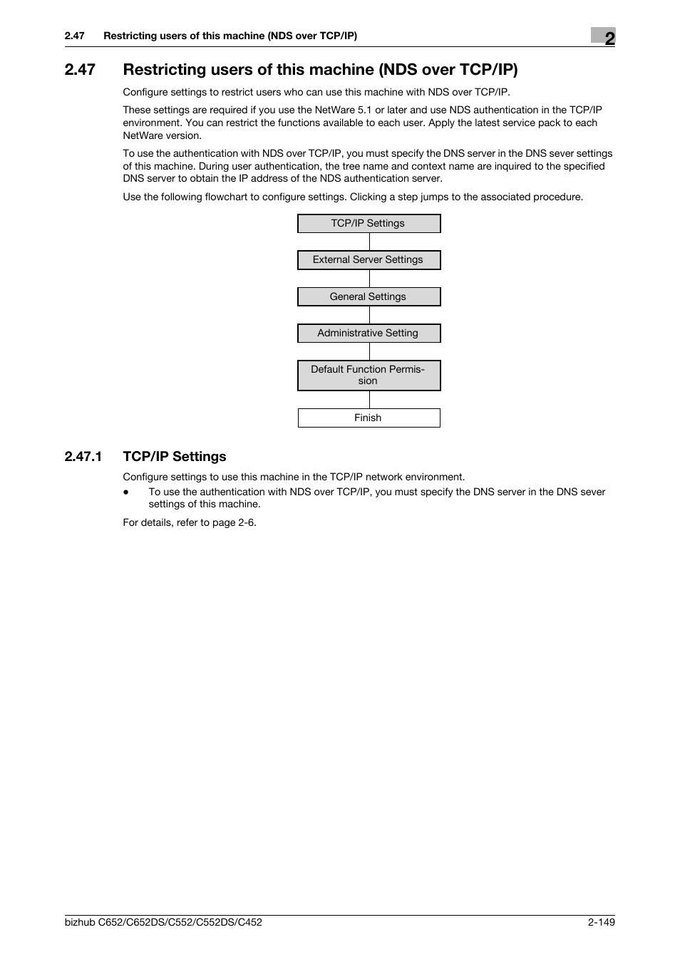 1 tcp/ip settings, Tcp/ip settings -149, P. 2-149 | Konica Minolta BIZHUB C652DS User Manual | Page 167 / 343