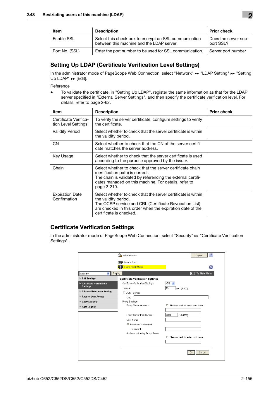 Certificate verification settings | Konica Minolta BIZHUB C652DS User Manual | Page 173 / 343