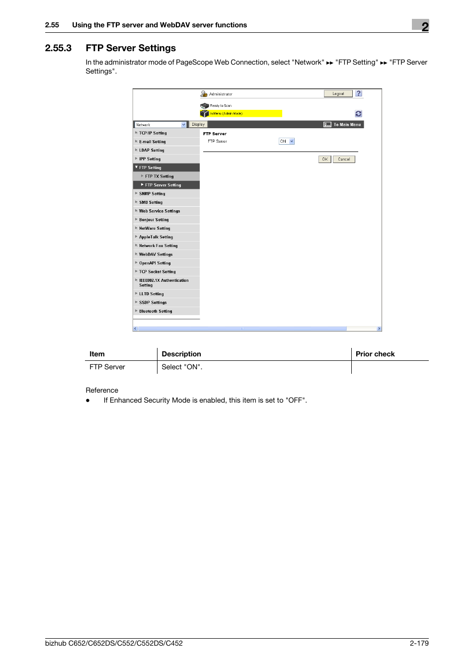 3 ftp server settings, Ftp server settings -179, Ftp server settings | Konica Minolta BIZHUB C652DS User Manual | Page 197 / 343