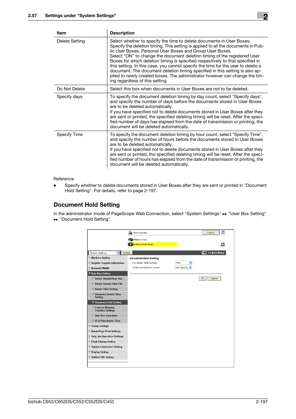 Document hold setting, Document hold setting -197 | Konica Minolta BIZHUB C652DS User Manual | Page 215 / 343