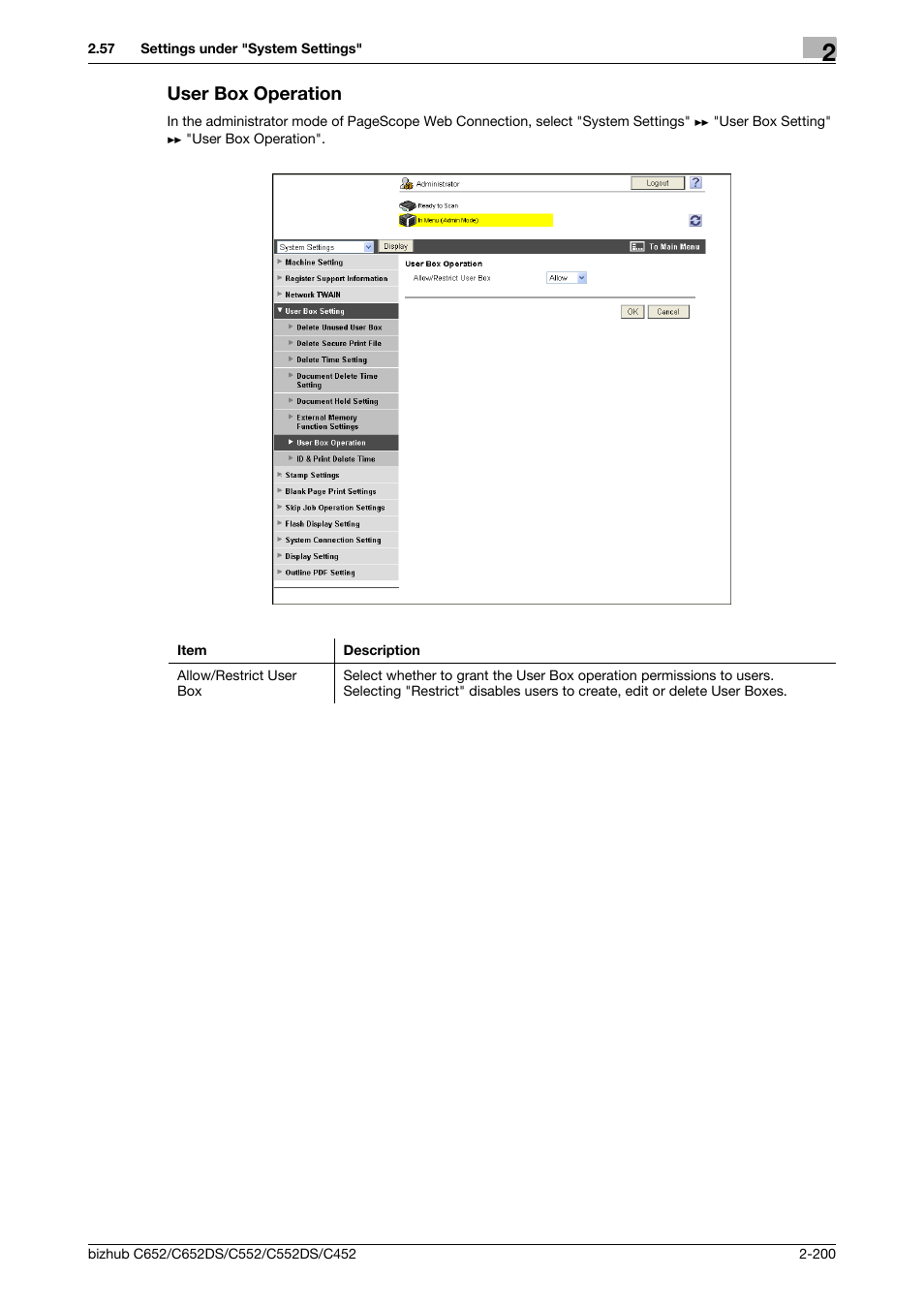 User box operation, User box operation -200 | Konica Minolta BIZHUB C652DS User Manual | Page 218 / 343