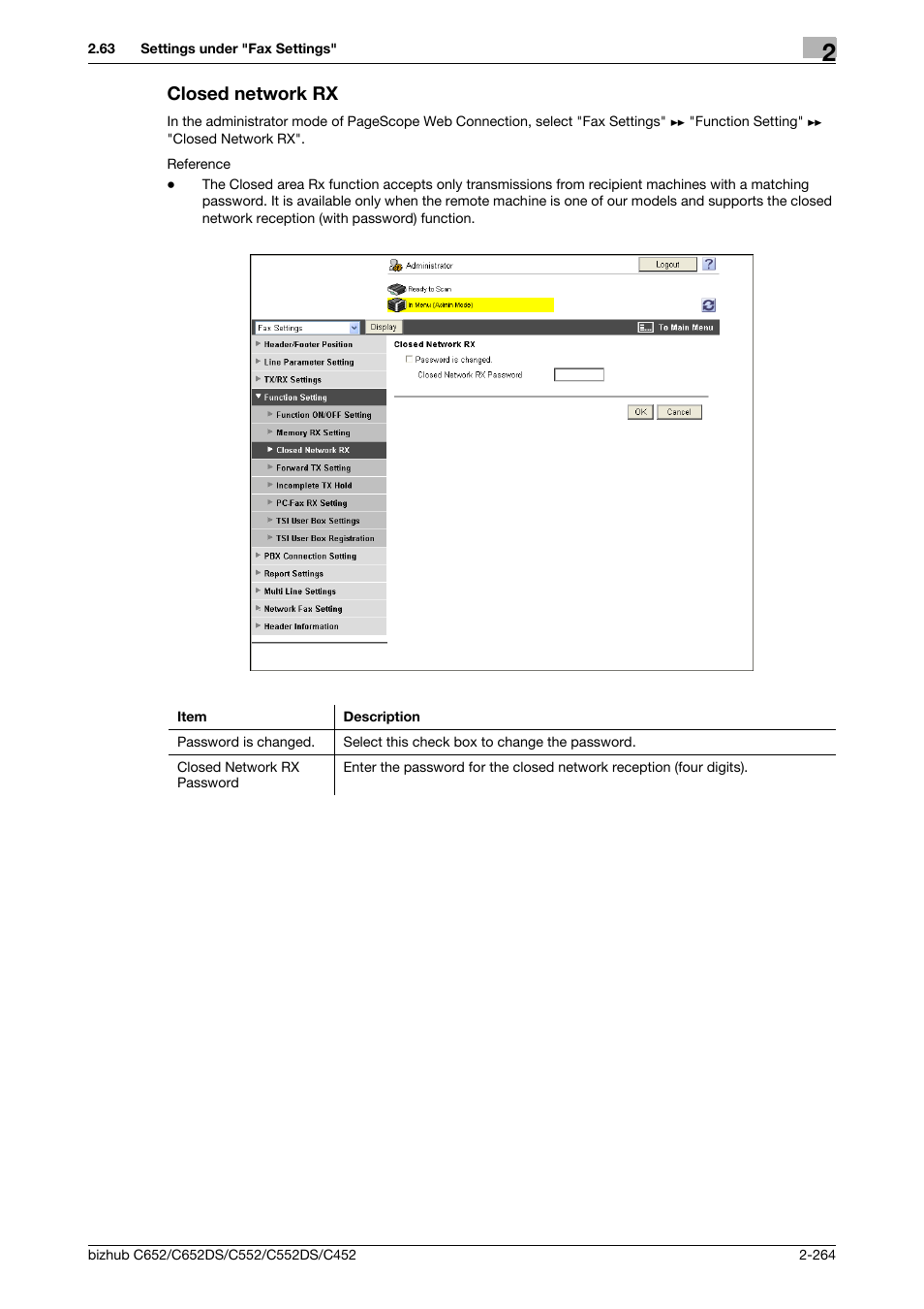 Closed network rx, Closed network rx -264 | Konica Minolta BIZHUB C652DS User Manual | Page 282 / 343