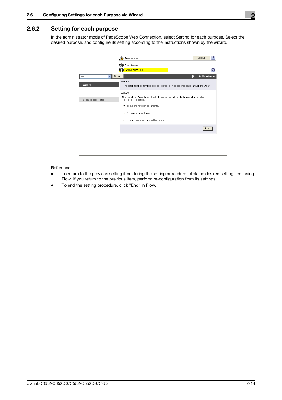 2 setting for each purpose, Setting for each purpose -14 | Konica Minolta BIZHUB C652DS User Manual | Page 32 / 343