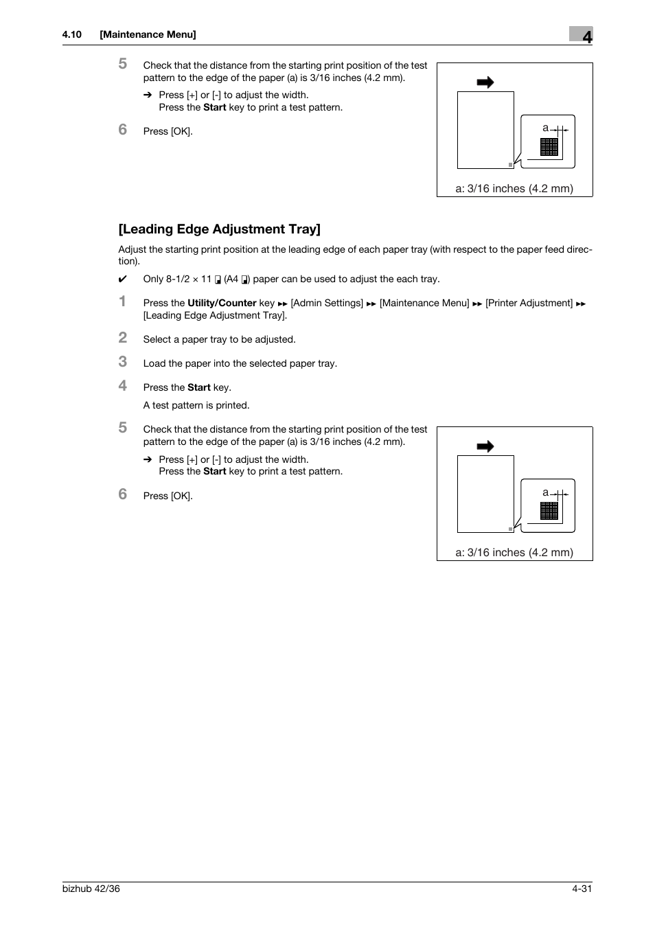 Leading edge adjustment tray, Leading edge adjustment tray] -31 | Konica Minolta bizhub 42 User Manual | Page 56 / 284