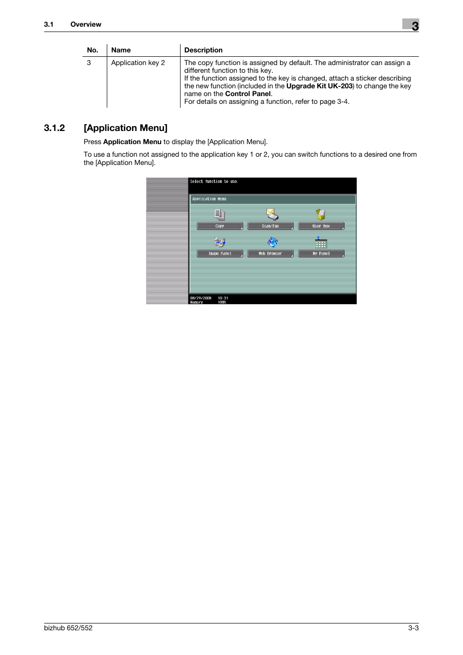 2 [application menu, Application menu] -3 | Konica Minolta bizhub 652 User Manual | Page 17 / 112