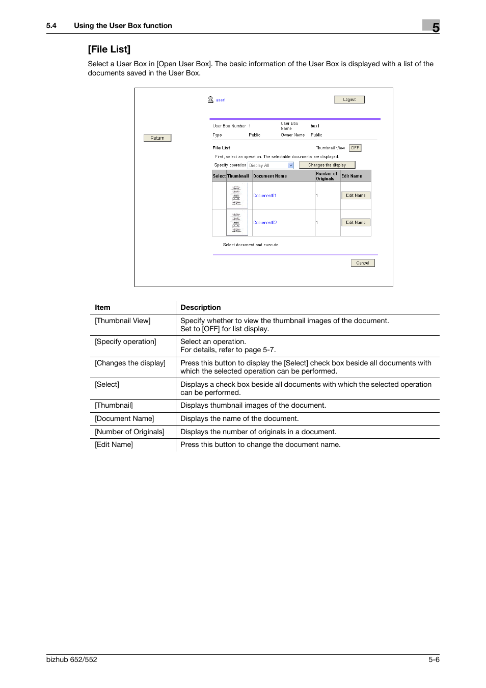 File list, File list] -6 | Konica Minolta bizhub 652 User Manual | Page 48 / 112