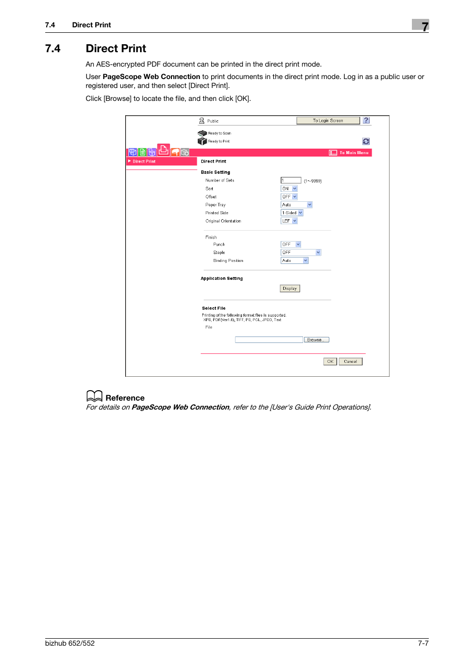 4 direct print, Direct print -7, Rect print mode (p. 7-7) | Konica Minolta bizhub 652 User Manual | Page 82 / 112