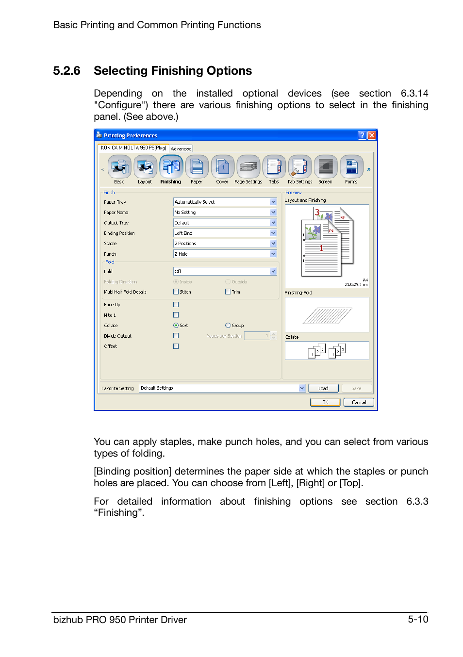 6 selecting finishing options | Konica Minolta bizhub PRO 950 User Manual | Page 53 / 160