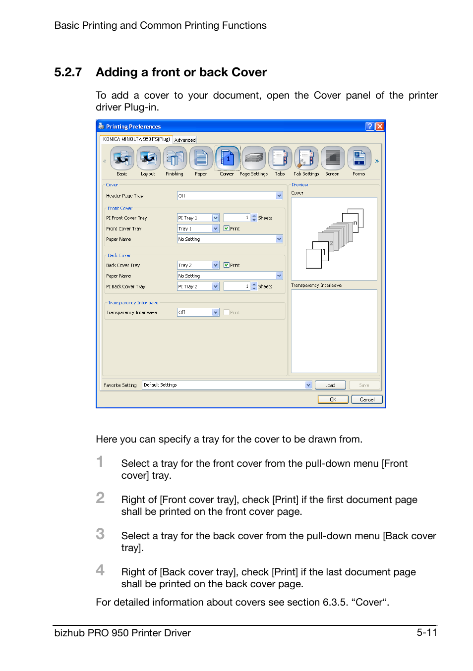 7 adding a front or back cover | Konica Minolta bizhub PRO 950 User Manual | Page 54 / 160
