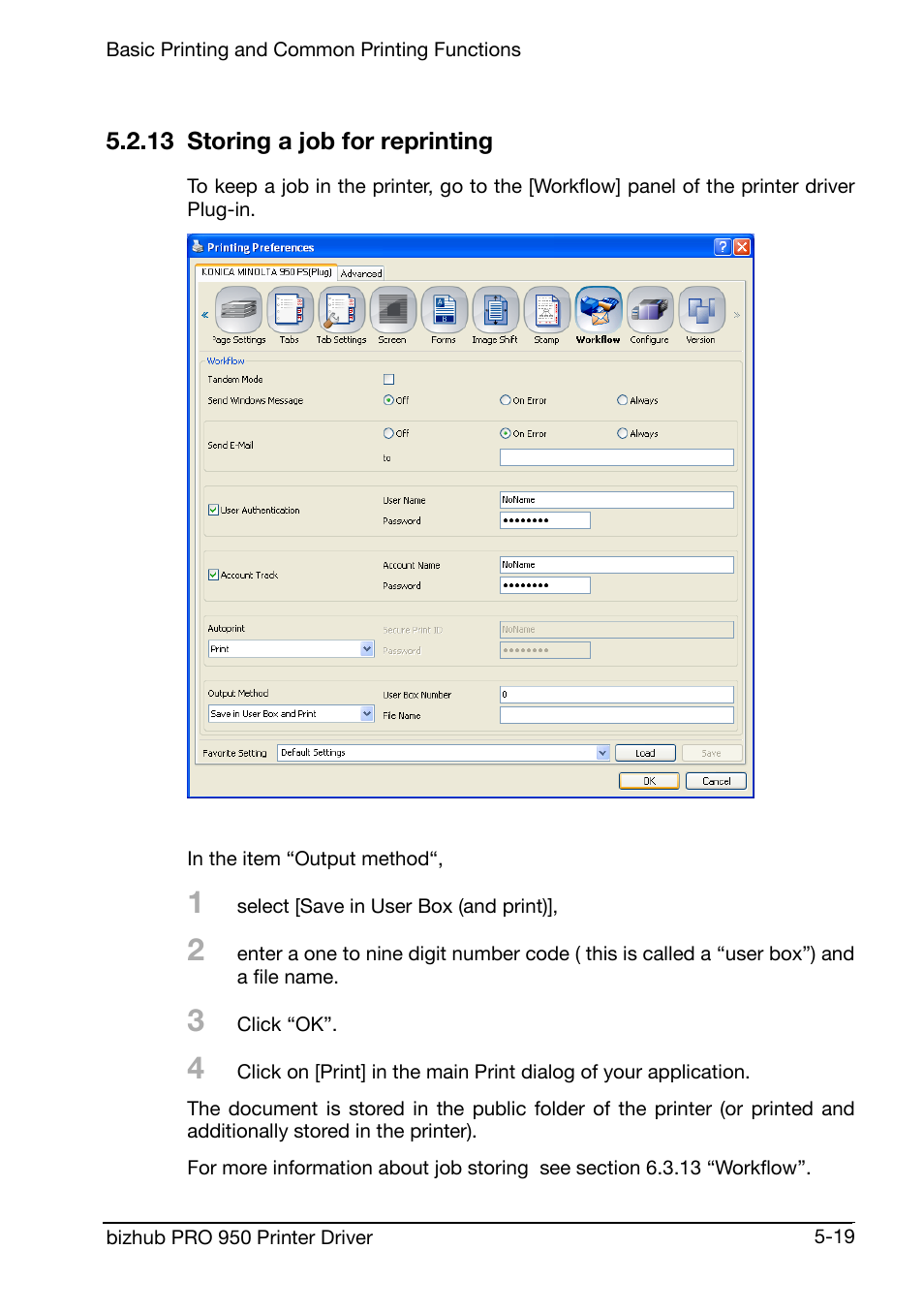 13 storing a job for reprinting | Konica Minolta bizhub PRO 950 User Manual | Page 62 / 160