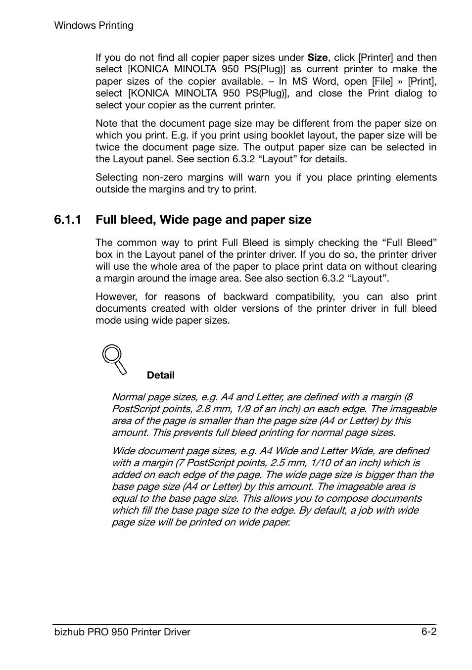 1 full bleed, wide page and paper size | Konica Minolta bizhub PRO 950 User Manual | Page 66 / 160