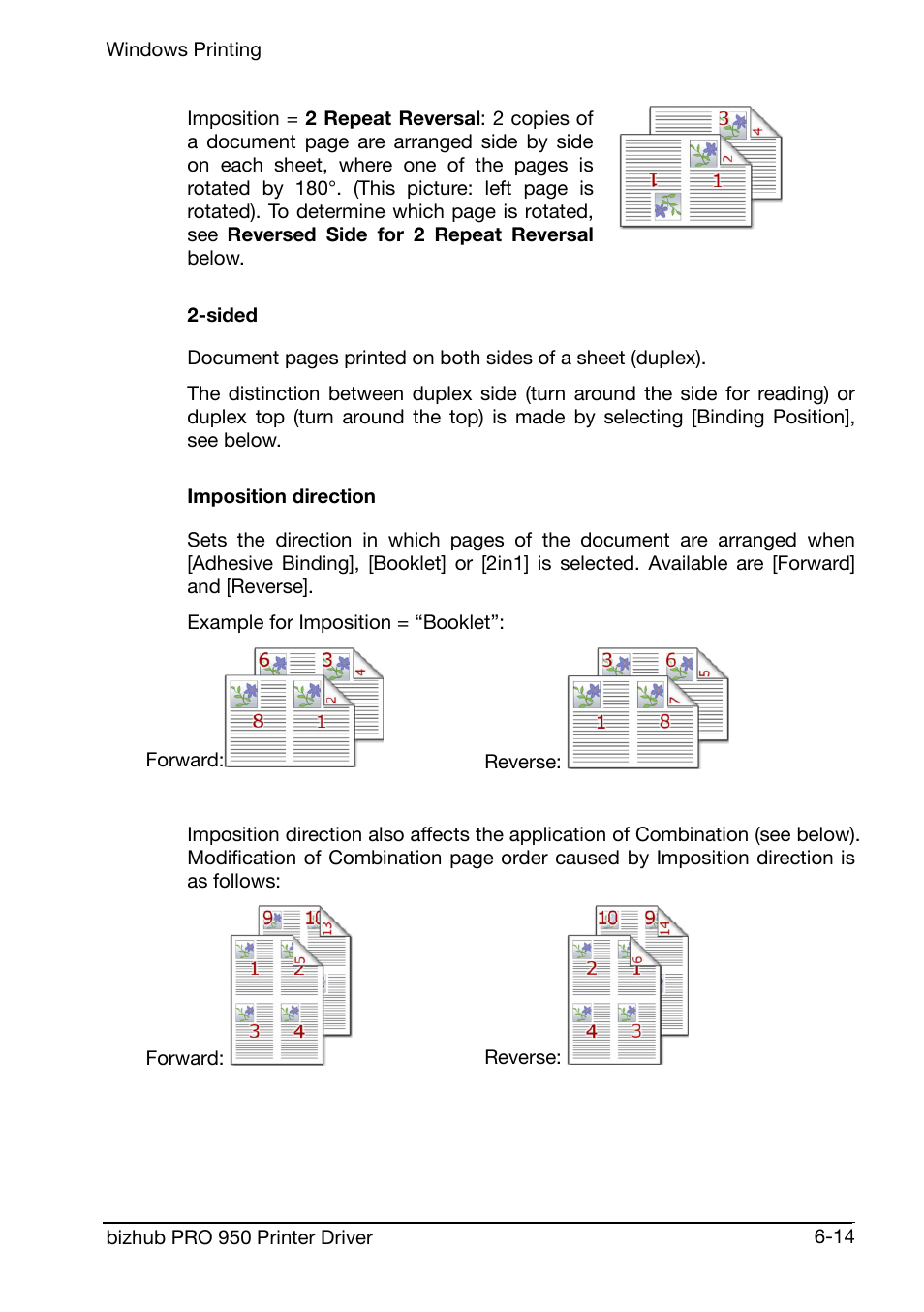 Sided, Imposition direction | Konica Minolta bizhub PRO 950 User Manual | Page 78 / 160