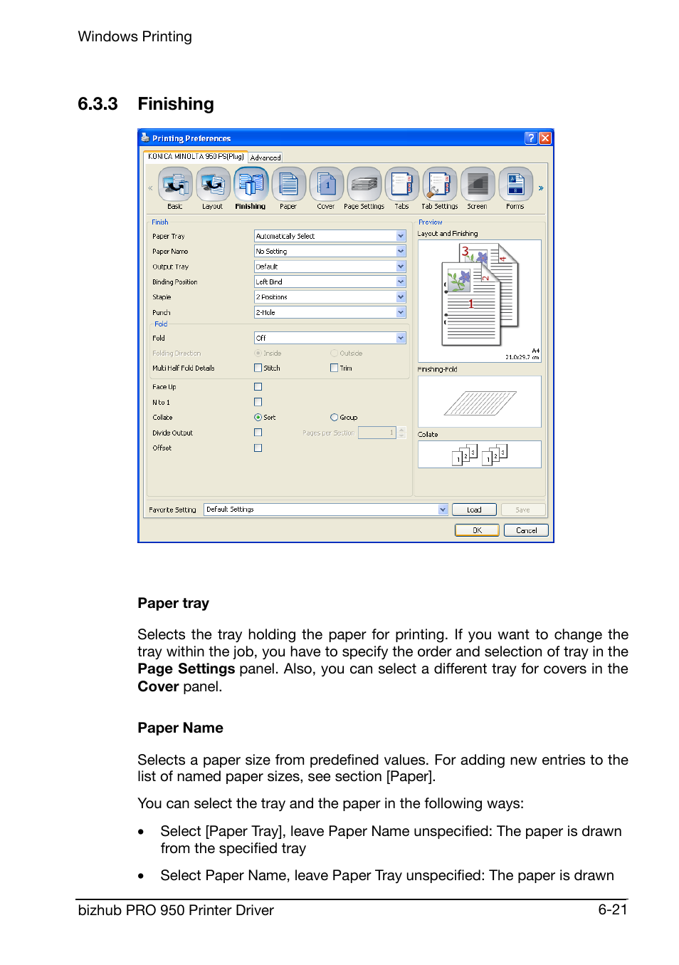 3 finishing, Paper tray, Paper name | Konica Minolta bizhub PRO 950 User Manual | Page 85 / 160