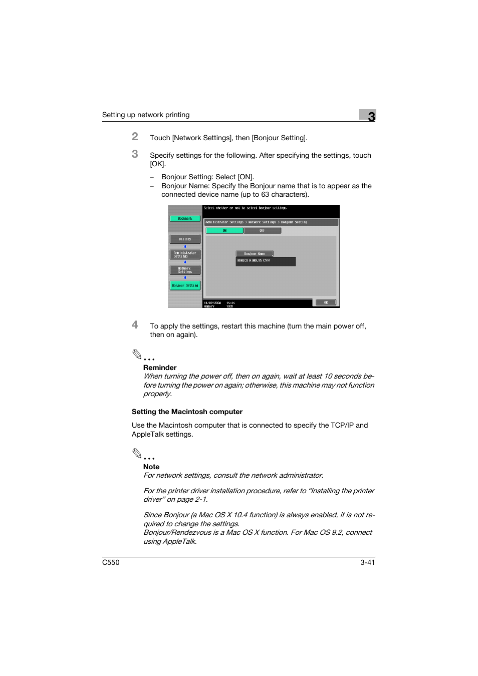 Setting the macintosh computer, Setting the macintosh computer -41 | Konica Minolta bizhub C550 User Manual | Page 115 / 427