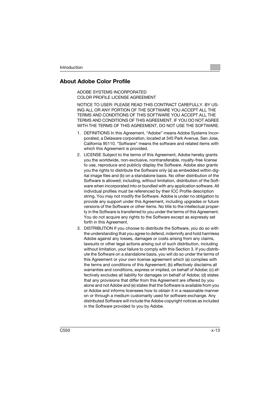 About adobe color profile | Konica Minolta bizhub C550 User Manual | Page 14 / 427