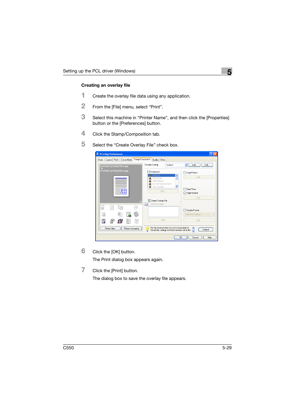 Creating an overlay file, Creating an overlay file -29 | Konica Minolta bizhub C550 User Manual | Page 173 / 427